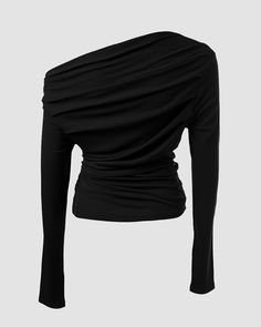 Size: S,M,L,XL;Style:ChicType:TeeMaterial:95%Polyester,5%ElastaneNeckline:Skew NeckSleeve Style:Long SleeveLength:RegularPattern Type:PlainDecoration:RuchedFit Type:SkinnyOccasion:DailyPackage Include:1*TopFabric Elasticity:Slight StretchSheer:NoCare Instructions:Machine wash or professional dry clean Ruched Long Sleeve Top, Chic Type, Elegant Drapes, Round Neck Dresses, Daily Dress, Top Fabric, Drawstring Pants, Cropped Tank Top, High Waisted Shorts