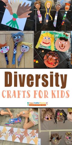 collage of different crafts for kids with text overlay that reads diversity crafts for kids