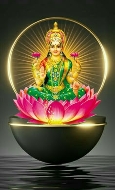 an image of the hindu god sitting on top of a lotus