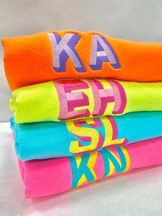 The Shadow Block Neon Crewneck Sweatshirt is a must-have for your casual wardrobe. Made from a soft blend of cotton and polyester, it offers all-day comfort. The bold neon design features a unique shadow block pattern that will turn heads. The crewneck style and relaxed fit make it the perfect choice for any casual occ United Monograms, Embroidered Initials, Block Letters, Crewneck Style, Neon Design, S Monogram, Monogram Styles, Block Lettering, Workout Sweatshirt