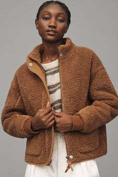 By Anthropologie Sherpa Pullover Braised Tofu, Brown Zip Ups, Womens Sherpa, Fall Lookbook, Sherpa Pullover, Old Navy Women, Kitchen Essentials, Petite Size, Zip Jacket