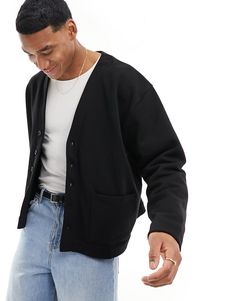 Hoodies & Sweatshirts by ASOS DESIGN Brb, adding to basket V-neck Button placket Drop shoulders Oversized fit Man Oversized Outfit, Cardigan Outfits Men, Male Cardigan Outfit, Black Cardigan Outfit Men, Men Cardigan Outfit, Mens Cardigan Outfit, Cardigan Outfit Men, Sweater Jacket Outfits, Black Cardigan Outfit