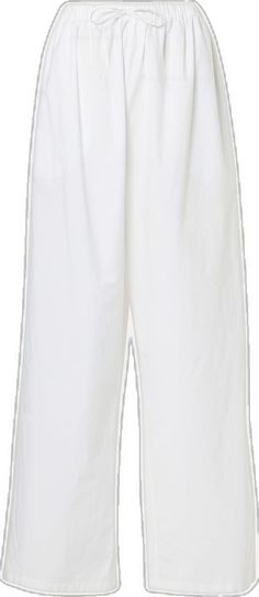 Cotton Wide Leg Pants With Elastic Waistband For Daywear, Chic Drawstring Cotton Pants, White Drawstring Wide Leg Pants For Summer, Summer White Wide Leg Pants With Drawstring, White Cotton Wide Leg Pants With Drawstring, Chic White Drawstring Pants, Cotton Wide Leg Pants With Drawstring, Cotton Wide Leg Pants With Drawstring For Summer, Summer Cotton Wide Leg Pants With Drawstring