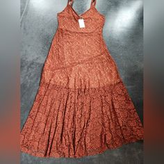 Beautiful Lacey Maxi Dress Good For Resort Wear Or Fancy Dress Party! Brown Lace Party Dress, Orange Lace Summer Dress, Joyfolie Dress, Floral Gown Dress, Halter Top Maxi Dress, Cream Floral Dress, Flowy Floral Dress, Fancy Dress Party, Anna Dress