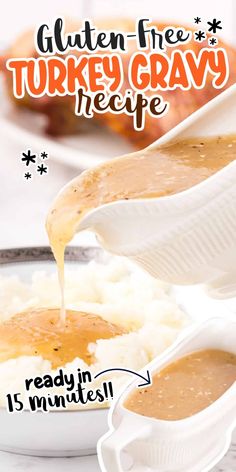 This savory gluten free turkey gravy recipe is simple, but tasty and can be made from stock or pan drippings in 15 minutes! Gluten Free Turkey Gravy Recipe, Gravy No Drippings, Gluten Free Turkey Gravy, Turkey Gravy Without Drippings, Savory Gluten Free, Holiday Roast, Gluten Free Gravy, Gluten Free Turkey, Turkey Gravy Recipe