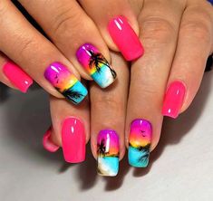 The 12 Best Tropical Beach Nail Designs You Should Try This Summer 202 – ND Nails Supply Unghie Nail Art, Rainbow Beach