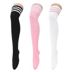 PRICES MAY VARY. Breathable & Comfortable: Thigh high socks have good elasticity and breathability, not easy to slip off, ensuring that you can wear them comfortably for a long time; they are not easy to pilling, sweat-absorbent and breathable, they are women's Thigh socks that can be used many times for a long period of time, suitable for spring, summer, autumn and winter wearing in all seasons. Package Quantity & Size: Package includes 3 pairs of Classic Tri-Stripe Over The Knee Socks, for com Thigh High Leg Warmers, Striped Thigh High Socks, Striped Knee High Socks, Thigh Socks, Striped Stockings, Gold Money, Over The Knee Socks, Thigh High Socks, Socks For Women