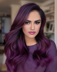 Dark Brown Hair With Pink Money Piece, Cherry Plum Hair Color, Burgundy Hair With Highlights, Trendy Bob, Bob Hair Color, Wine Hair