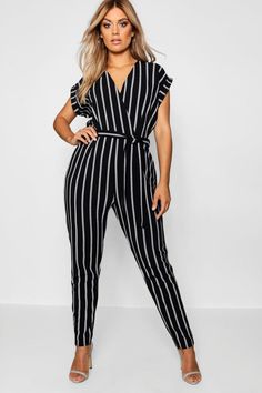 Click here to find out about the Plus Pinstripe Tailored Jumpsuit from Boohoo, part of our latest Plus Size & Curve Clothing collection ready to shop online today! Plus Size White Jumpsuit, Plus Size Romper Jumpsuits, Tailored Jumpsuit, Plus Size Romper, Jumpsuit Black, Plus Size Jumpsuit, White Jumpsuit