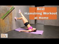 a woman doing a handstand on a yoga mat with the words best hamstring workout at home