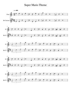 sheet music with the words super mario theme