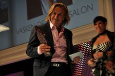 Vasken accepting NAHA "Salon Design" award in Las Vegas. Naha, Design Awards, Las Vegas, Design