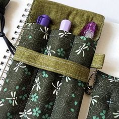 Planner Pens Holder, Fountain Pen Case, Pretty Pens, Planner Pens, Green Dragonfly, Pen Pouch, Japanese Textiles, Pen Case, Fountain Pens