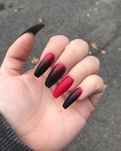 [UPDATED] 35 Stunning Red and Black Ombre Nails Black To Red Ombre, Black Ombre Nails, Ombre Gel Nails, Red Ombre Nails, Opal Nails, Velvet Nails, Black Acrylic Nails, Red Acrylic Nails, Ombre Nails Glitter