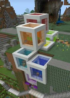 an aerial view of a house in minecraft