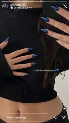 Dark Blue Nails, Nagel Tips, 사진 촬영 포즈, Blue Nail, Fire Nails, Classy Nails