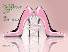 a pink high heeled shoe with pearls on the bottom and an advertise