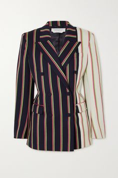 Gabriela Hearst's 'Mccoi' blazer is the kind of bold style that'll ensure all eyes are on you in the boardroom. It's tailored from wool and silk-blend twill in a double-breasted silhouette and has peak lapels. The colorful stripes pop against the monochrome ones. Gabriela Hearst, Bold Style, All Eyes, Bold Fashion, Shawl Collar, Boss Babe, Wool Coat, Women Collection, Double Breasted