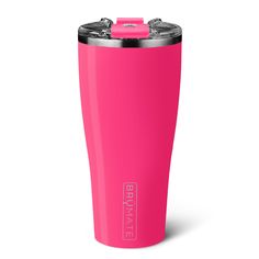 a pink tumbler cup with the lid up