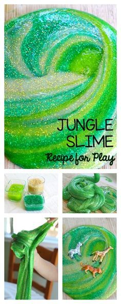 some green and white crafts that include jungle slime