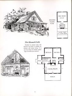 two story house plans from the sears homes catalog, with floor plans and elevation details