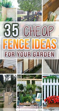 the cover of an article about fence ideas for your garden, with pictures of different fences and