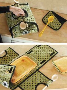 a person is using a spoon to scoop food out of a bag on top of a table