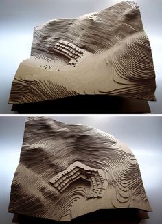 two pictures of the same object in different stages of being made out of clay and paper