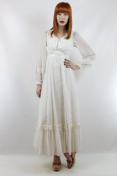 Vintage 70s Gunne Sax White Maxi Dress XXS Hippie Dress Hippy Dress Hippie Wedding Dress Hippy Weddi White Victorian Empire Waist Wedding Dress, Vintage Empire Waist Wedding Maxi Dress, Vintage Empire Waist Maxi Dress For Wedding, Vintage Empire Waist Dress For Wedding, Vintage Long Sleeve Maxi Dress For Wedding, White Long Sleeve Vintage Wedding Dress, White Vintage Wedding Dress For Vintage Events, 1970s Fitted Vintage Wedding Dress, Regency Style Long Sleeve Vintage Wedding Dress