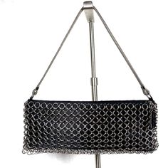 Stunning Very Rare Authentic New Whiting & Davis Silver Metal Mesh Chain-Mail Clutch Bag. Zipper Approx. 4"H X 8.5"W X 1"Drop 6" Imported. Metal Evening Bag, Silver Metal Bag With Chain Strap, Evening Metal Chain Shoulder Bag, Silver Metal Rectangular Bag, Silver Chain Bag For Night Out, Silver Rectangular Bags With Chain, Silver Evening Bag With Chain Detail, Silver Bags With Chain For Fashion Accessory, Silver Evening Bags With Chain