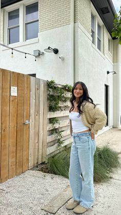 20yr Old Outfits, Fall Outfits With Boston Clogs, Going Over To His House Outfit, Fuzzy Clogs Outfit, Comfy Jeans Outfit Fall, Cute Transition To Fall Outfits, Birkenstock Clogs Fall Outfit, Cardigan Comfy Outfit, Clog Winter Outfits