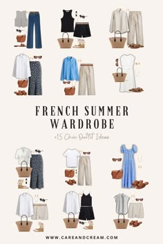 Discover the essentials of a chic French summer capsule wardrobe! Get inspired with 15 French summer outfits that showcase the best of Parisian chic style. Learn about French wardrobe essentials that embody classy, effortless fashion. Plus: French summer style, Parisian capsule wardrobe. French Womens Fashion Casual, Travel Capsule Wardrobe Italy, Summer Fashion Essentials, Linen Wardrobe Capsule, Outfit Ideas For Paris Trip Summer, French Astetics Outfit, Paris Outfit Ideas Summer Casual, German Summer Outfits, Arizona Attire