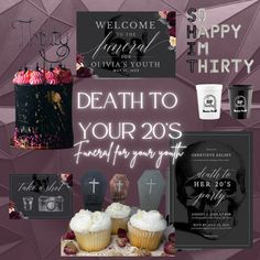 Rip Twenties Birthday, 30th Birthday Decorations For Women, Emo Birthday, 20s Party Theme, 30th Birthday Party Favors, Cake Topper Number