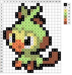 a cross stitch pattern with an image of a dog on it's face and numbers