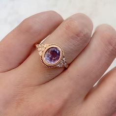 Vintage Art Deco Amethyst Engagement Ring 14k Rose Gold Amethyst Engagement Ring Antique Amethyst Wedding Ring Anniversary Ring for Women - Etsy Sapphire Rose Gold Ring, Amethyst Wedding Ring, Ring Around The Rosie, Amethyst Wedding Rings, Ring Upgrade, Amethyst Engagement Ring, Amethyst Wedding, Engagement Ring Antique, Adult Jewelry