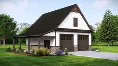 a two car garage is shown in this rendering