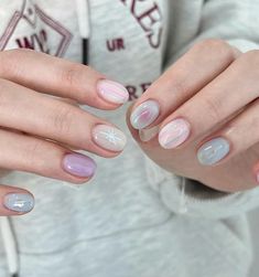 Ceramic Nails Design, Pastel Winter Nails, Nail Cute Korean, Minimal Nails Art, Asian Nails, Diy Acrylic Nails, Simple Gel Nails