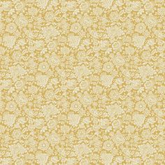 a yellow and white wallpaper with flowers on it