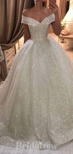 A-line Off the Shoulder Sequin Giltter Gorgeous Vintage Dream Beach Lo – bridalsew Black Quince, Gold Quince, Pretty Quinceanera Dresses, Pretty Wedding Dresses, Stunning Prom Dresses, Fancy Wedding Dresses, Dream Wedding Ideas Dresses, Dream Beach, Prom Dress Inspiration