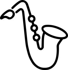 a black and white drawing of a saxophone