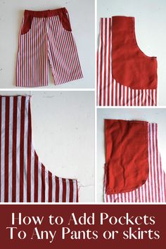 how to add pockets to any pants or shorts with sewing instructions for beginners and kids