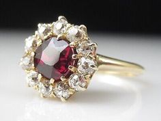 ad eBay - Find many great new & used options and get the best deals for Art Deco Round Garnet & Lab Created Diamond Wedding 14K Yellow Gold Filled Ring at the best online prices at eBay! Free shipping for many products! Vintage Yellow Gold Halo Jewelry, Vintage Round Halo Jewelry, Vintage Halo Diamond Wedding Ring, Gold Cluster Ruby Ring For Wedding, Vintage Wedding Diamond Ring With Halo, Fine Jewelry 14k Stamped Halo Wedding Ring, Vintage 14k Gold Halo Wedding Ring, Vintage 14k Gold Halo Ring For Wedding, Vintage Yellow Gold Halo Ring For Wedding