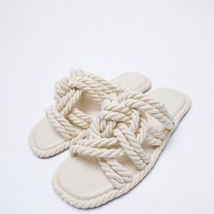 Brand New! Shoe Bag Is Included. Size 7.5 (38) However I Am A Size 7 And It Fit Me Perfect. White Sandals With Braided Straps, White Sandals With Braided Straps And Round Toe, White Braided Strap Sandals With Round Toe, Zara Sandals With Round Toe For Beach, Zara Beach Sandals For Summer, Zara Sandals For Beach In Summer, Chic Zara Sandals For Vacation, Casual Cream Sandals For Beach Season, Zara Flat Heel Sandals For Vacation