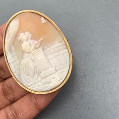 We take pride in finding unique , quality ~ Antique /Vintage jewelry pieces which are carefully hand picked by us so that you can add them to your treasure/ collection or gift to someone you love ~ We try to add plenty of items every week and have been selling online for more then 10 years . Large ~ Antique Victorian/ Edwardian ~ carved cameo ~ 14kt solid gold frame (hinged clasp bar is of silver ) ~ brooch/pin . Pin/Brooch features a beautifully hand carved scene with fine details ~ Cameo is se Antique Yellow Gold Brooches Collectible, Antique Yellow Gold Collectible Brooches, Victorian Yellow Gold Collectible Brooch, Heirloom Cameo Brooches For Collectors, Heirloom Cameo Brooch Gift, Heirloom Cameo Brooches As Gift, Heirloom Cameo Brooches For Gifts, Yellow Gold Intaglio Brooch For Gift, Antique 14k Gold Collectible Brooches