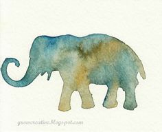 an elephant painted in watercolor on white paper