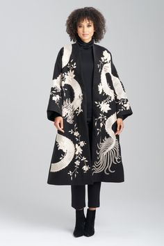 Buy Couture Felt Embroidered Dragon Coat and Couture Fall 2023 - Shop Natori Online Silk Outerwear With Intricate Embroidery, Elegant Silk Outerwear With Floral Embroidery, Elegant Party Outerwear With Intricate Embroidery, Elegant Silk Outerwear With Intricate Embroidery, Elegant Silk Outerwear With Embroidery, Luxury Long Sleeve Outerwear With Floral Embroidery, Elegant Embroidered Silk Outerwear, Luxury Spring Outerwear With Floral Embroidery, Elegant Fall Outerwear With Gold Embroidery