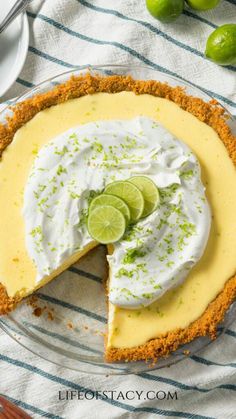 a slice of key lime pie on a plate