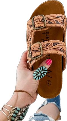 Padded Sandals, Western Vibes, Gorgeous Leather, Hello Gorgeous, Tooled Leather, Leather Tooling, Phone Numbers, Leather Sandals, Outfit Ideas