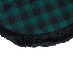 Christmas tree skirt with black faux fur border. Dark green and black plaid design. Button closure on the back of the tree skirt Black Plaid Christmas Tree, Plaid Tree Skirt, Plaid Christmas Tree Skirt, Plaid Christmas Tree, Black Tree, Black Faux Fur, Tree Skirt, Plaid Design, Plaid Christmas