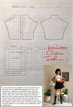 an image of a woman's dress pattern with measurements and instructions for making it